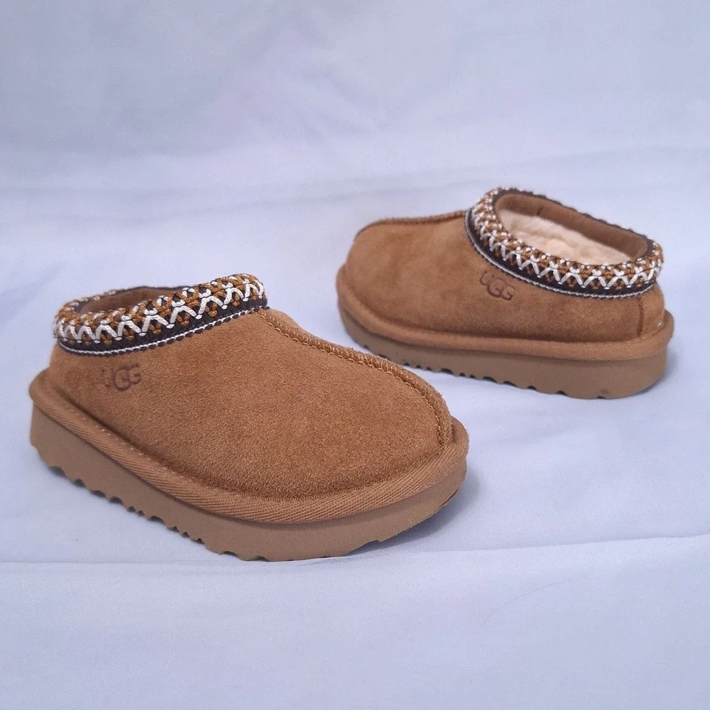 UGG Tasman II Slipper‎ Toddler Size 7 Chestnut Suede Slip-on Baby 2-3T EUC